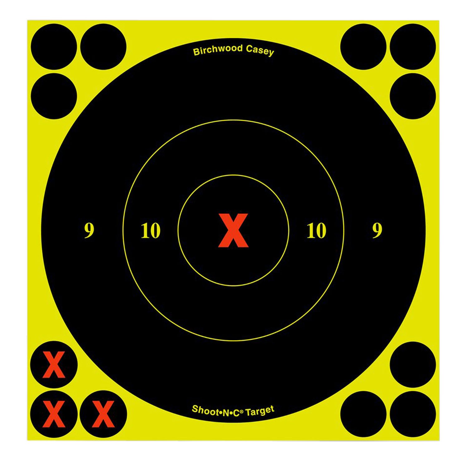 Birchwood Casey 34560 Shoot-N-C Reactive Target Self-Adhesive Paper Black/Yellow 6" X-Bullseye 60 Pack