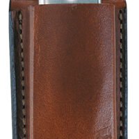 Bianchi 10739 Open Top Mag Pouch  Single Tan Leather Belt Clip Compatible w/ 9mm/40 Belts 1.75" Wide
