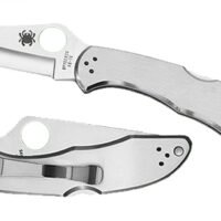 Spyderco C11P Delica 4  2.95" Folding Drop Point Plain VG-10 SS Blade/ Stainless Steel Handle Includes Pocket Clip