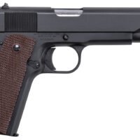 Auto-Ordnance 1911BKO9 1911 A1 GI Spec 9mm Luger 9+1, 5" Stainless Steel Barrel, Matte Black Serrated Carbon Steel Slide & Frame w/Beavertail, Brown Checkered Polymer Grip