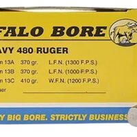 Buffalo Bore Ammunition 13C20 Heavy Strictly Business 480Ruger 410gr Wide Flat Nose 20 Per Box/12 Case