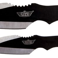 Uzi Accessories UZKTRW002 Throwing Knives Fixed Spear Point Plain Black Stainless Steel Blade Black Stainless Steel Handle Includes