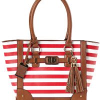 Bulldog BDP051 Tote Purse w/Holster Cherry Stripe Leather Most Sm Pistols & Revolvers Right Hand