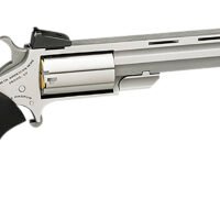 North American Arms MMTL Mini-Master *CA Compliant 22 LR 5 Shot 4" Stainless Steel Vent Rib Barrel, Stainless Steel Frame, Stainless Cylinder, Black Finger Grooved Rubber Grip, Exposed Hammer