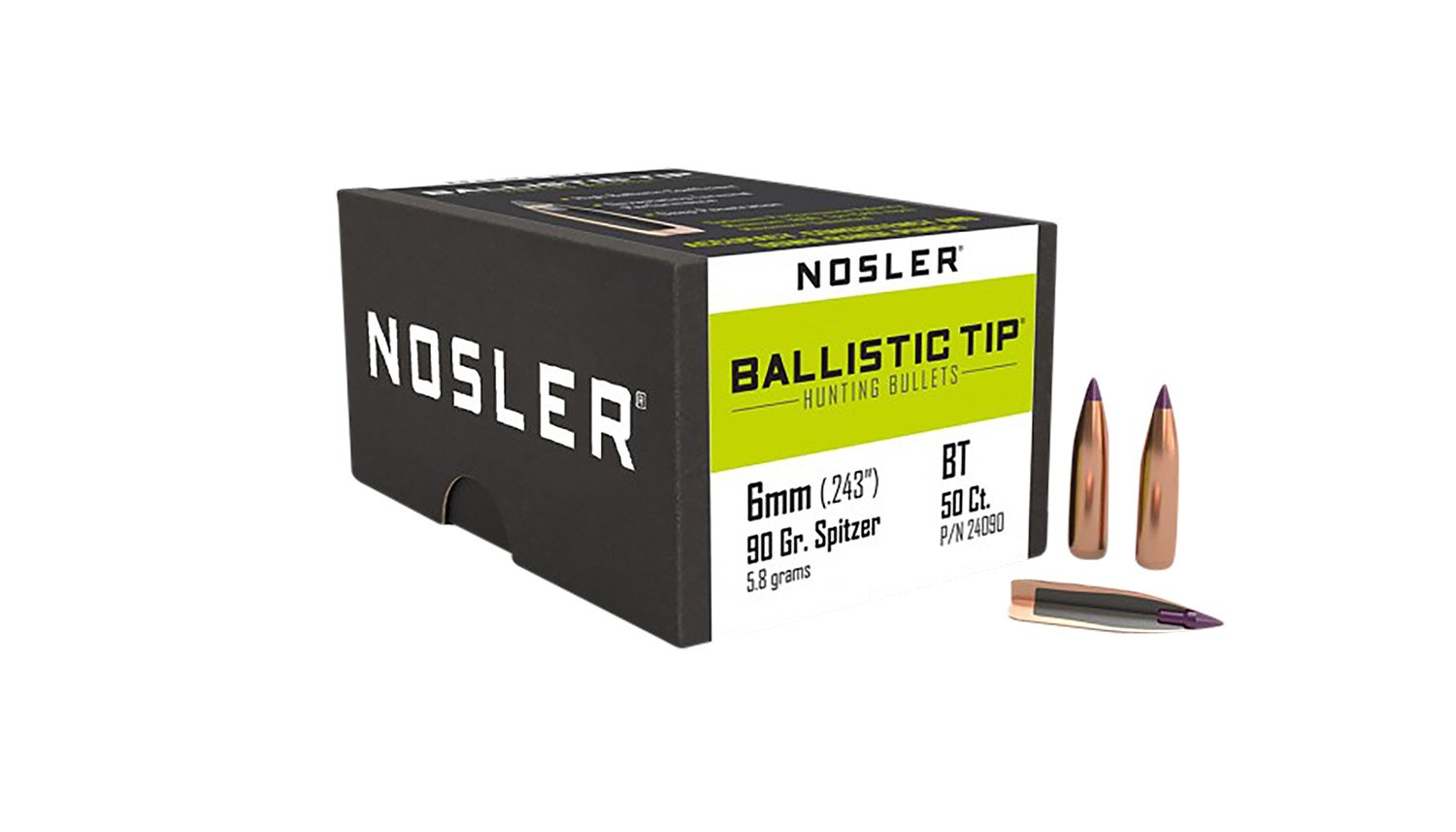Nosler 24090 Ballistic Tip 6mm 90gr Ballistic Tip Hunting 50/Box