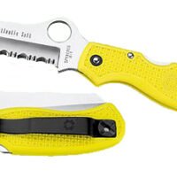 Spyderco C89SYL Atlantic Salt  3.69" Folding Sheepsfoot Serrated H2 Steel Blade, Yellow FRN Handle, Includes Pocket Clip