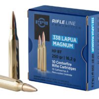 PPU PP338H Standard Rifle  338LapuaMag 250gr Hollow Point Boat Tail 10 Per Box/20 Case