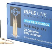 PPU PP708 Metric Rifle  7mm-08Rem 140gr Pointed Soft Point Boat Tail 20 Per Box/10 Case
