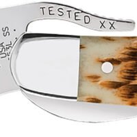 Case 0260 6 RussLock  2.70" Folding RussLock Clip Plain Mirror Polished Tru-Sharp SS Blade/Peach Seed Jigged Amber Bone Handle