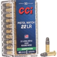 CCI 0051 Pistol Match Competition 22LR 40gr Lead Round Nose 50 Per Box/100 Case