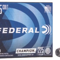 Federal C45LCA Champion Training 45Colt 225gr Semi Wadcutter Hollow Point 20 Per Box/25 Case