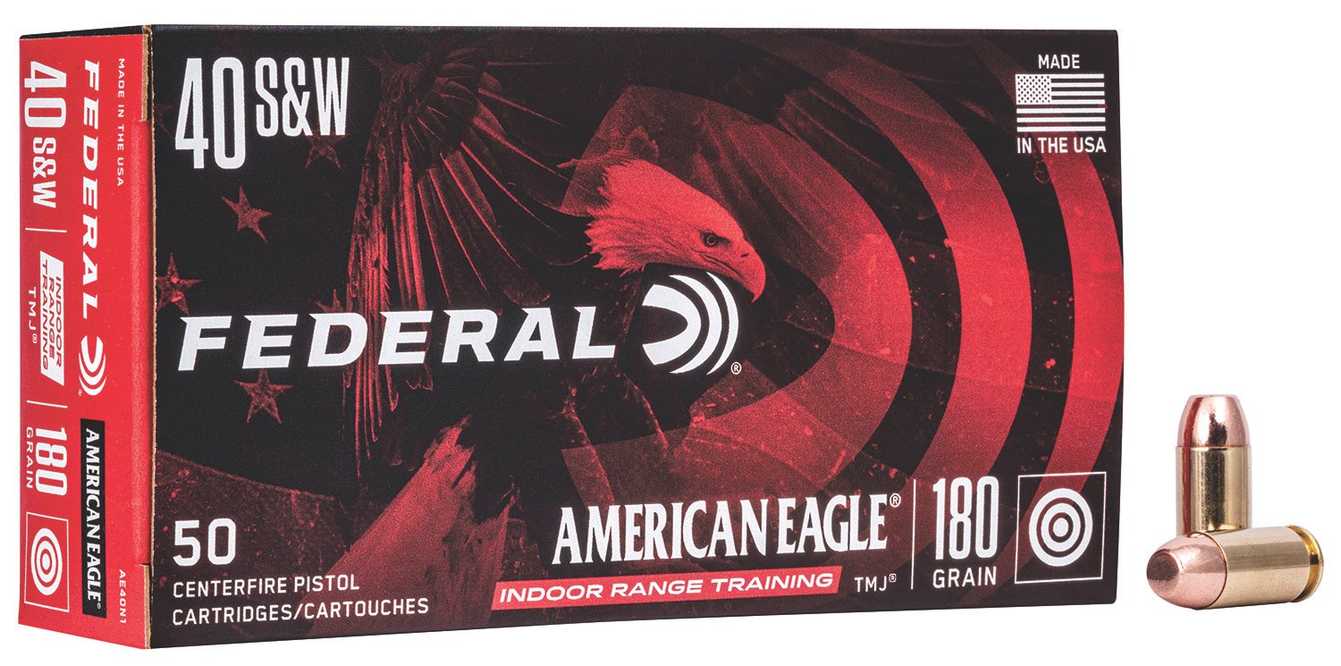 Federal AE40N1 American Eagle Indoor Range Training 40S&W 180gr Total Metal Jacket 50 Per Box/20 Case
