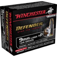 Winchester Defender Pistol Ammo 9mm Luger 124 gr. Bonded Jacket HP 20 rd.