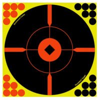 Birchwood Casey 34850 Shoot-N-C Reactive Target Self-Adhesive Paper Black/Yellow/Red 8" Bullseye BMW 50 Pack