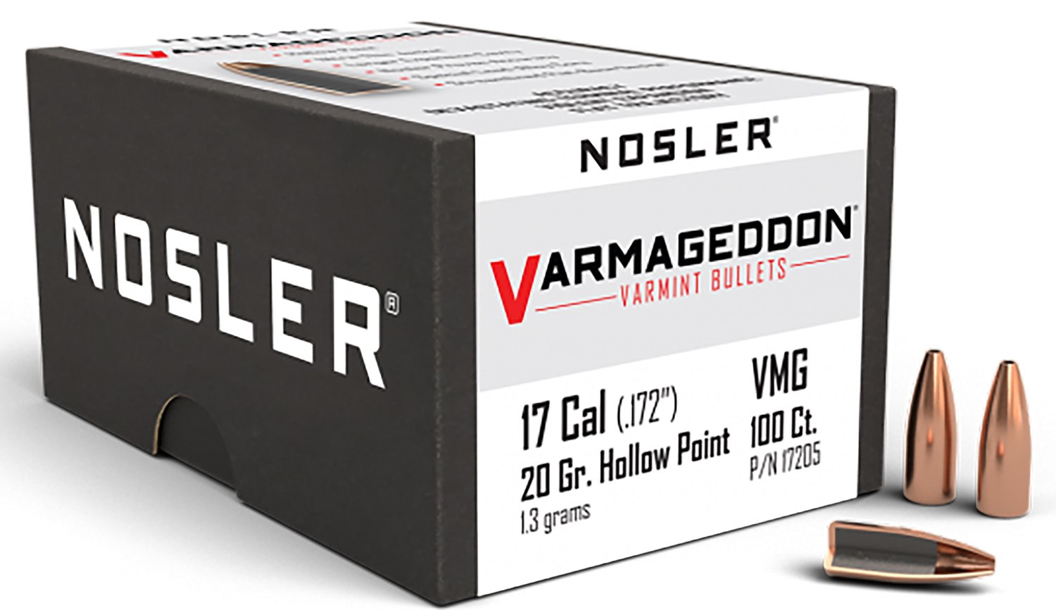 Nosler 17205 Varmageddon 17Cal 20gr Flat Base Hollow Point 100/Box