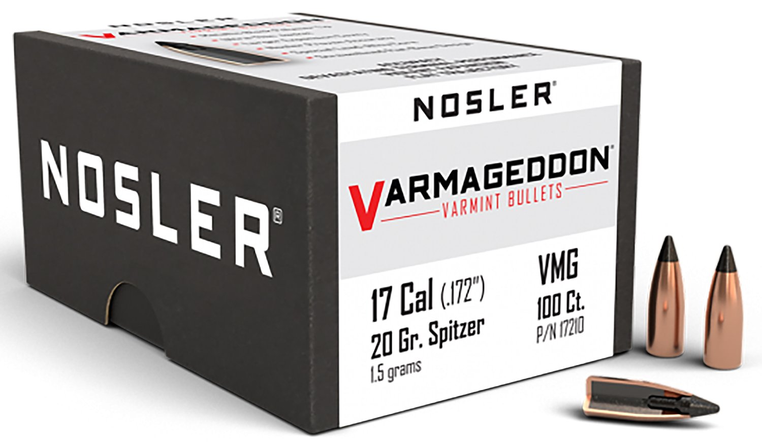 Nosler 17210 Varmageddon 17Cal 20gr Flat Base Tipped 100/Box