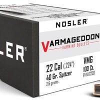 Nosler 17230 Varmageddon  22Cal 40gr Flat Base Tipped 100/Box