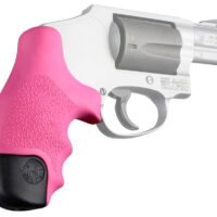 Hogue 60027 OverMolded Tamer Cobblestone Pink Rubber with Finger Grooves for S&W J Frame Centennial with Round Butt, Bodyguard