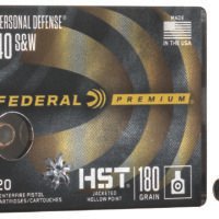 Federal P40HST1S Premium Personal Defense 40S&W 180gr HST Jacketed Hollow Point 20 Per Box/10 Case