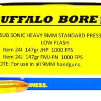 Buffalo Bore Ammunition 24I20 Subsonic Strictly Business 9mmLuger Subsonic 147gr Jacketed Hollow Point 20 Per Box/12 Case