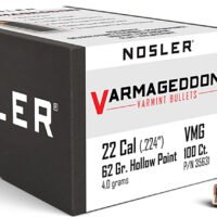Nosler 35631 Varmageddon  22Cal 62gr Flat Base Hollow Point 100/Box