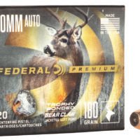 Federal P10T1 Premium  10mmAuto 180gr Trophy Bonded Bear Claw Jacketed Soft Point 20 Per Box/10 Case