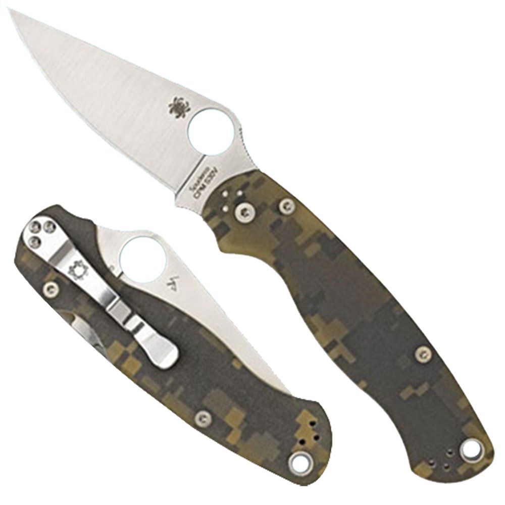 Spyderco C81GPCMO2 Para Military 2 3.45" Folding Drop Point Plain CPM S45VN SS Blade Camo G10 Handle Includes Pocket Clip