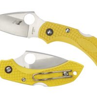 Spyderco C28SYL2 Dragonfly 2 Salt 2.25" Folding Clip Point Serrated H1 Steel Blade Yellow Bi-Directional Texturing FRN Handle Includes Pocket Clip