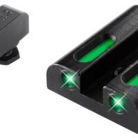 TruGlo TG13GL1A TFX Low Green/White Outline Fiber Optic/Tritium Front/Green Fiber Optic/Tritium Rear/Black Nitride Fortress Frame, Compatible w/Most Glock Except MOS, Front Post/Rear Dovetail Mount