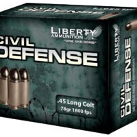 Liberty Ammunition LACD45031 Civil Defense  45Colt 78gr Lead Free Fragmenting Hollow Point 20 Per Box/50 Case