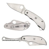 Spyderco C176P&S Clipitool Silver Stainless Steel Folding 8Cr13MoV SS 4.57"/4.59" Long Part Serrated Blade Stainless Steel Handle Features Screwdriver/Opener