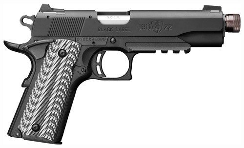 BROWNING 1911-22 SUPPR READY - 22LR 4.87"FS BLACK/G10 GRIPS