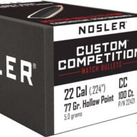 NOSLER BULLETS 22 CAL .224 - 77GR HP-BT CUSTOM COMP. 100CT