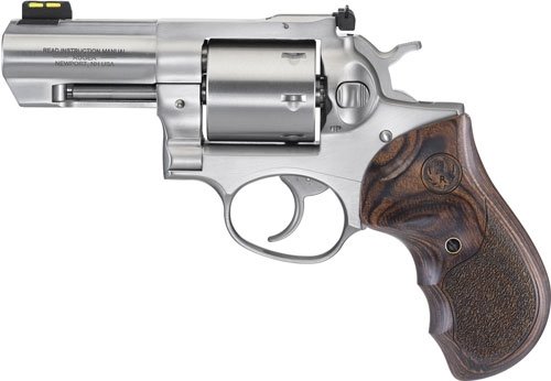 RUGER GP100 357MAG 3" FS - STAINLESS WOOD UNFLUTED CYL. - Image 2