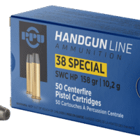 PPU .38 SPECIAL SWC HP 158G 50RD BOX 10 BOXES PER CASE