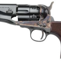 Taylors & Company 200017 1860 Army Snub Nose Break Open 44 Cal Striker Fire 3" 6 Shot Color Case Hardened Frame Blued Barrel & Cylinder Walnut Grip
