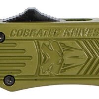 CobraTec Knives SODCTK1SDNS CTK-1  Small 2.75" OTF Drop Point Plain D2 Steel Blade/OD Green Aluminum Handle Features Glass Breaker Includes Pocket Clip