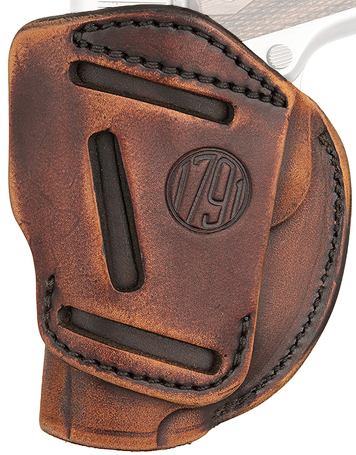 1791 Gunleather 4WH1VTGR 4-Way IWB/OWB Size 01 Vintage Leather Belt Clip Fits 1911 3-4" Right Hand