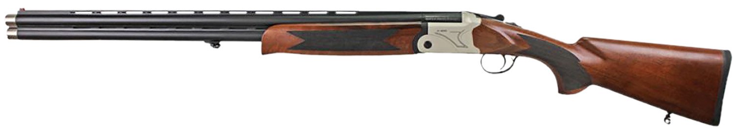 Iver Johnson Arms IJ60012LW28S IJ600 Lightweight Full Size 12 Gauge Break Open 3" 2rd 28" Black Over/Under Vent Rib Barrel, Silver Engraved Aluminum Receiver, Fixed Walnut Wood Stock, Ambidextrous