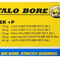 Buffalo Bore Ammunition 33E20 Personal Defense Strictly Business 38Super +P 147gr Jacket Hollow Point 20 Per Box/12 Case
