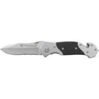 Smith & Wesson 1st Response Drop Point Folding Knife 3 3/10" Blade Black and Silver