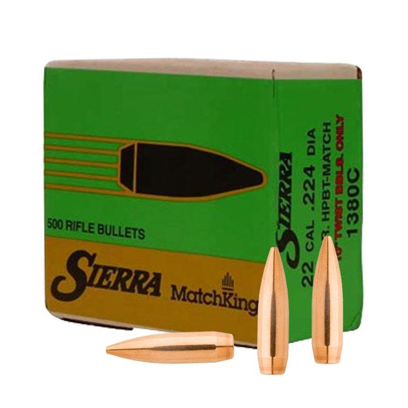 Sierra MatchKing Rifle Bullets (500/ct) .22 cal .224 69 gr HPBT MATCH