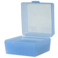 MTM Case-Gard RM10024 Ammo Box Flip-Top Multi-Caliber Rifle Clear Blue Polypropylene 100rd