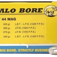 Buffalo Bore Ammunition 4D20 Heavy Strictly Business 44Rem Mag +P+ 340gr Lead Flat Nose 20 Per Box/12 Case