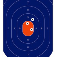 Birchwood Casey 35720 Dirty Bird  Silhouette Tagboard Hanging Pistol 12" x 18" Blue/Orange White Impact Splatter 50 Per Pkg