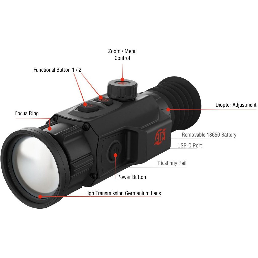 ATN ThOR 6 Mini 256 Thermal Scope 2-16x, 256X192Sensor Black w/Wi-Fi & Recording - Image 2