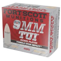 Fort Scott Munitions 9MM115SCVNIC Tumble Upon Impact (TUI)  9mmLuger 115gr Solid Copper Spun 20 Per Box/25 Case
