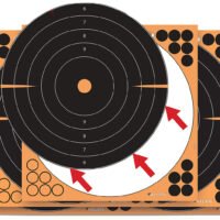 EZ-Aim 1531710 Splash Reactive  Self-Adhesive Paper Black/Orange  12"x12" Bullseye 10 Pack