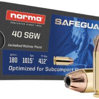 Norma Ammunition 801407727  Safeguard 40S&W 180gr Jacketed Hollow Point 50 Per Box/20 Case