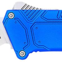 CobraTec Knives BLUSFDNS Special Forces  3.25" OTF Drop Point Plain Satin D2 Steel Blade, 4.75" Blue Textured Anodized Aluminum Handle